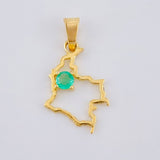 Dije Mapa De Colombia Esmeralda 7pts 0.75gr / 3/4 in / Oro Amarillo 18K ©