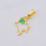 Dije Mapa De Colombia Esmeralda 9Pts 0.75 g / 3/4 in Oro Amarillo 18K