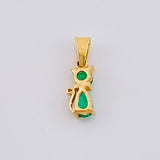 Dije Gato Esmeraldas 28pts 0.6gr / 1/2 in / Oro Amarillo 18K ©