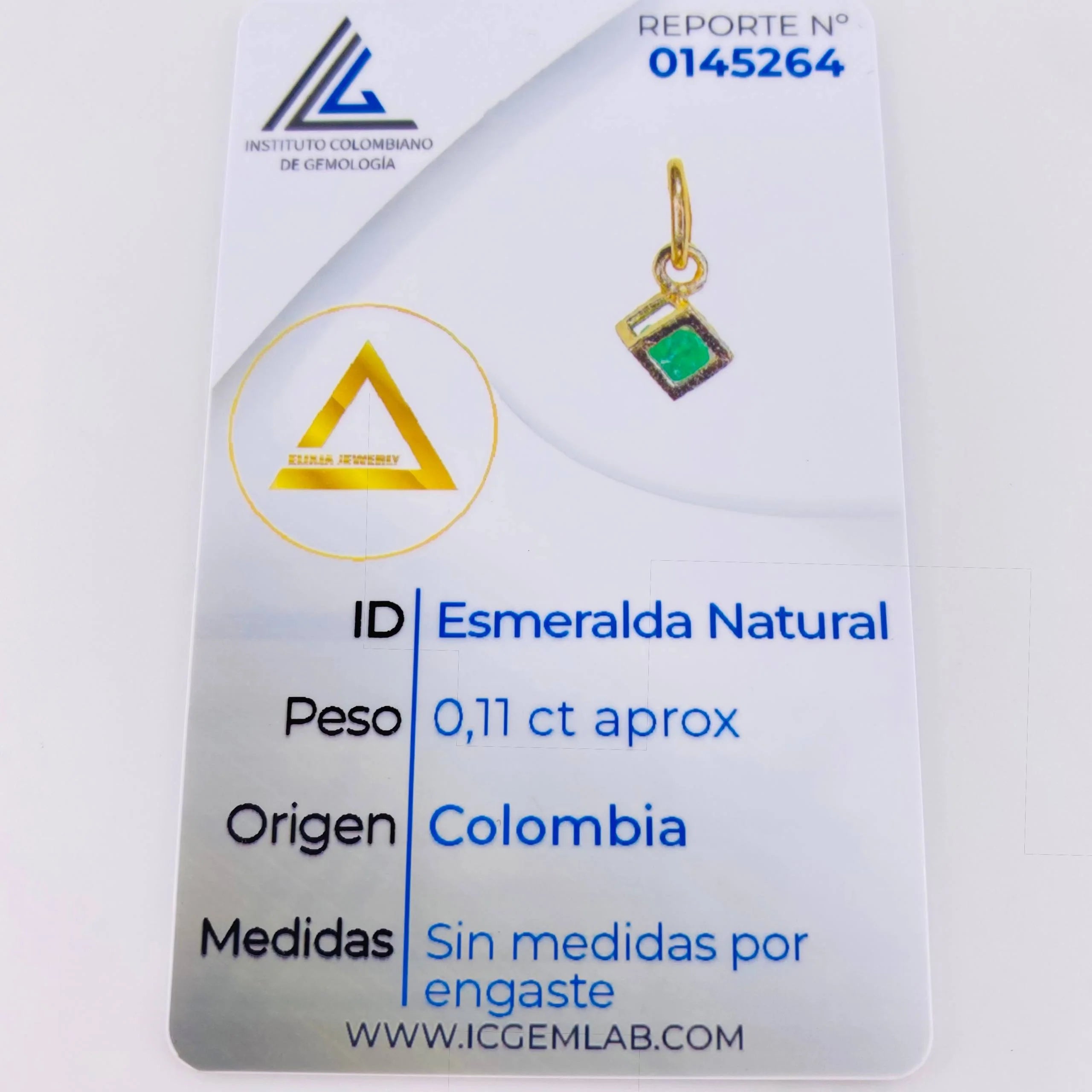 Dije Cubo Esmeralda 10 Pts 0.3 g / 1/2 in Oro Amarillo 18K