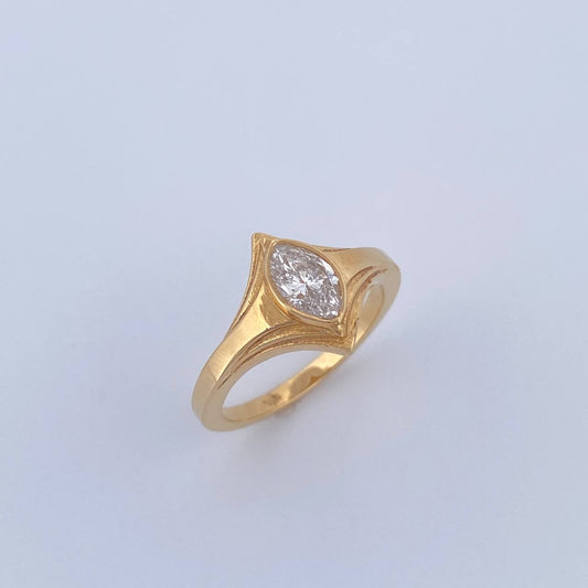 Anillo Solitario Ovalado 5gr / T6 / Diamante 60pts Oro Amarillo (Joya) $