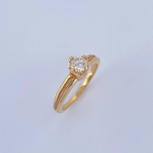 Anillo Solitario Halo 3.5gr / T5 1/4 / Diamante 35pts Oro Amarillo (Joya) $