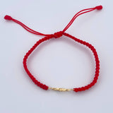 Pulsera Roja Herraje Infinito 0.55gr / Circones Blancos Oro Amarillo 18K &