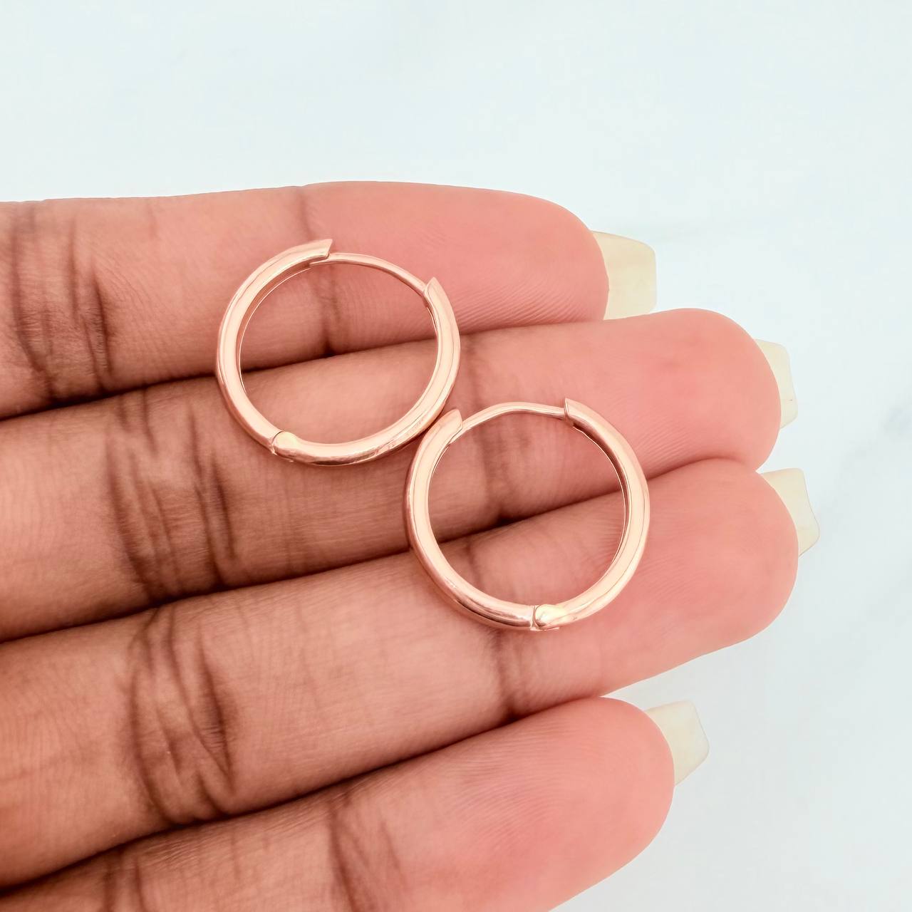 Candongas Aro Liso 3gr / 3/4 in / Oro Rosa 18K &