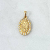Pendant Virgin Guadalupe 2.3gr / 2.3cm / Striped Oval White Zirconia 18K Yellow Gold