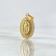 Pendant Virgin Guadalupe 2.3gr / 2.3cm / Striped Oval White Zirconia 18K Yellow Gold