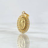 Pendant Virgin Guadalupe 2.3gr / 2.3cm / Striped Oval White Zirconia 18K Yellow Gold