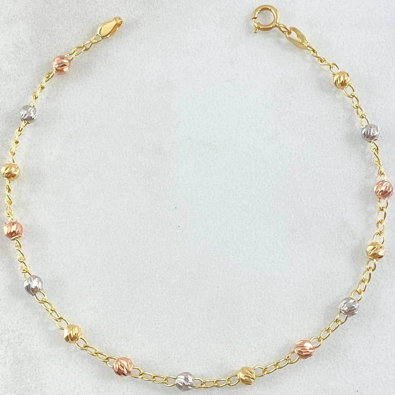 Bracelet Military Wheat 2.2gr / 7.3in / 3mm Diamond Cut Three 18K Gold *