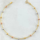 Bracelet Military Wheat 2.15gr / 7.3in / 3mm Diamond Cut Three Golds 18K *