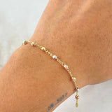Pulso Espiga Militar 2.2gr / 18cm / 3mm Diamantado Tres Oros 18K ©