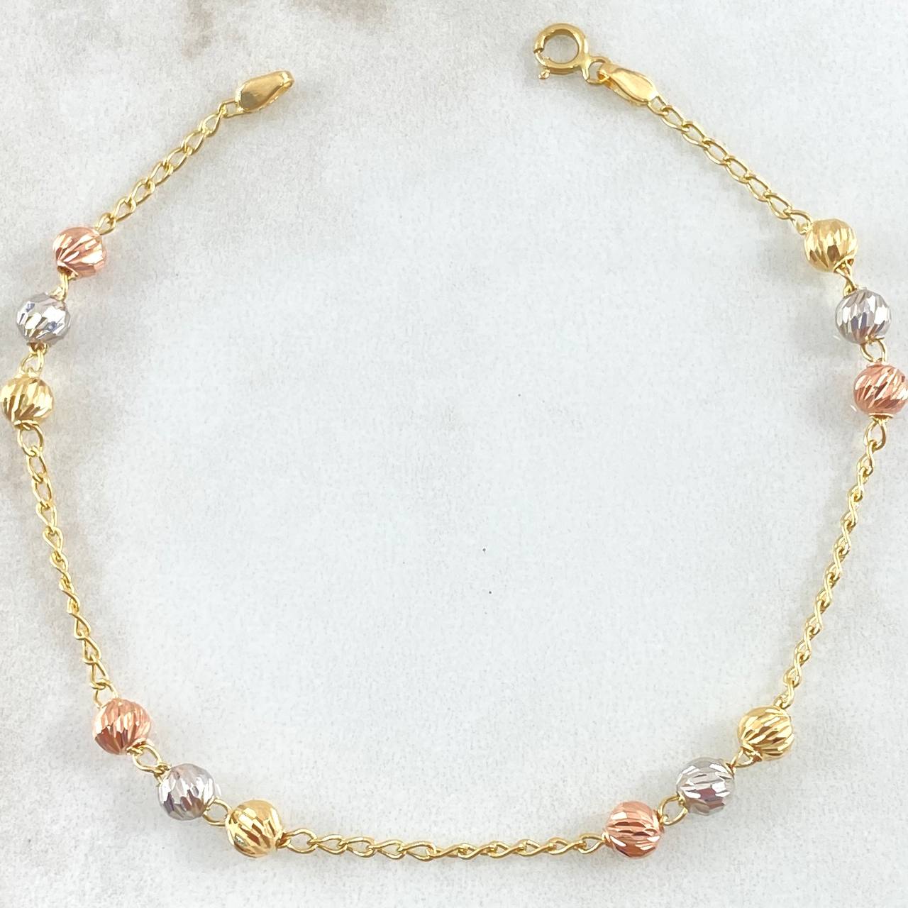 Bracelet Military Wheat 2.4gr / 7.3in / 4mm Diamond Cut Three 18K Gold ©