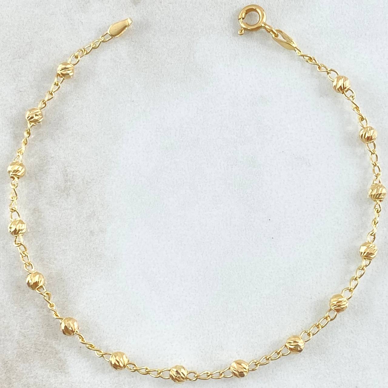 Pulso Espiga Militar 2.15gr / 18cm / 3mm Diamantado Oro Amarillo 18K ©