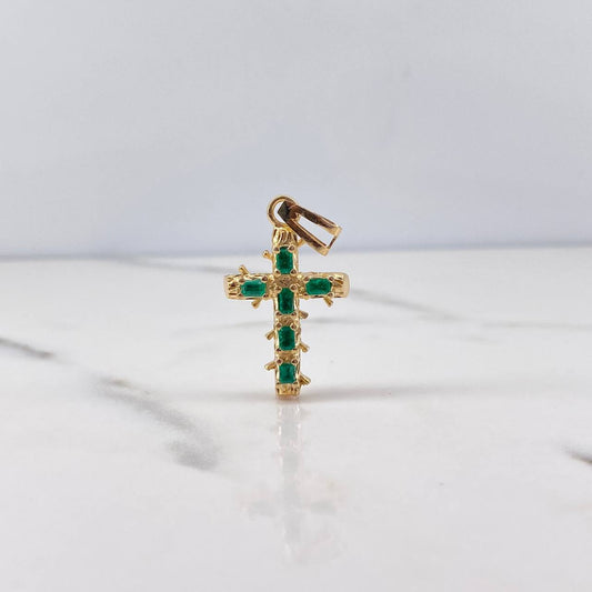 Pendant Cross Trunk 3.35gr / 3.4cm / Emerald 72 Pts 18K Yellow Gold (Jewel) &