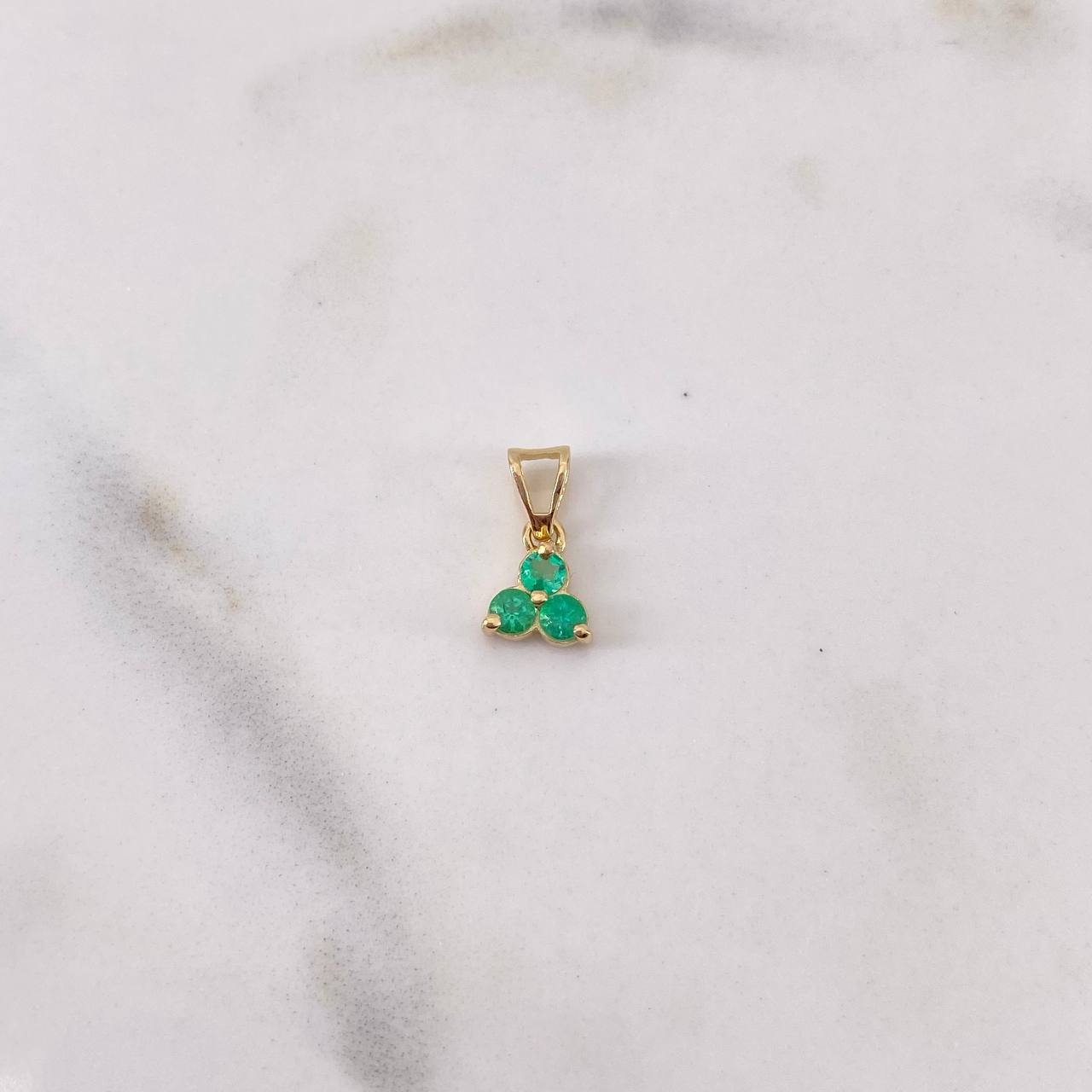 Pendant Clover 3 Leaves 0.6gr / 1.2cm / Emerald 30 Pts 18K Yellow Gold (Jewel) &