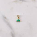 Pendant Clover 3 Leaves 0.6gr / 1.2cm / Emerald 30 Pts 18K Yellow Gold (Jewel) &