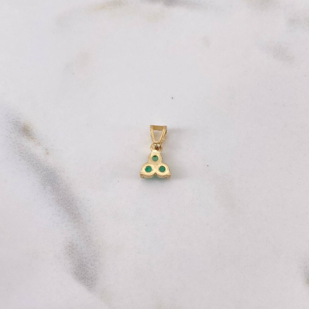 Pendant Clover 3 Leaves 0.6gr / 1.2cm / Emerald 30 Pts 18K Yellow Gold (Jewel) &