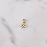 Pendant Clover 3 Leaves 0.6gr / 1.2cm / Emerald 30 Pts 18K Yellow Gold (Jewel) &