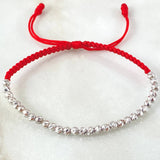 Red Beads Diamond Cut Bracelet 1.8gr / 18K White Gold ©