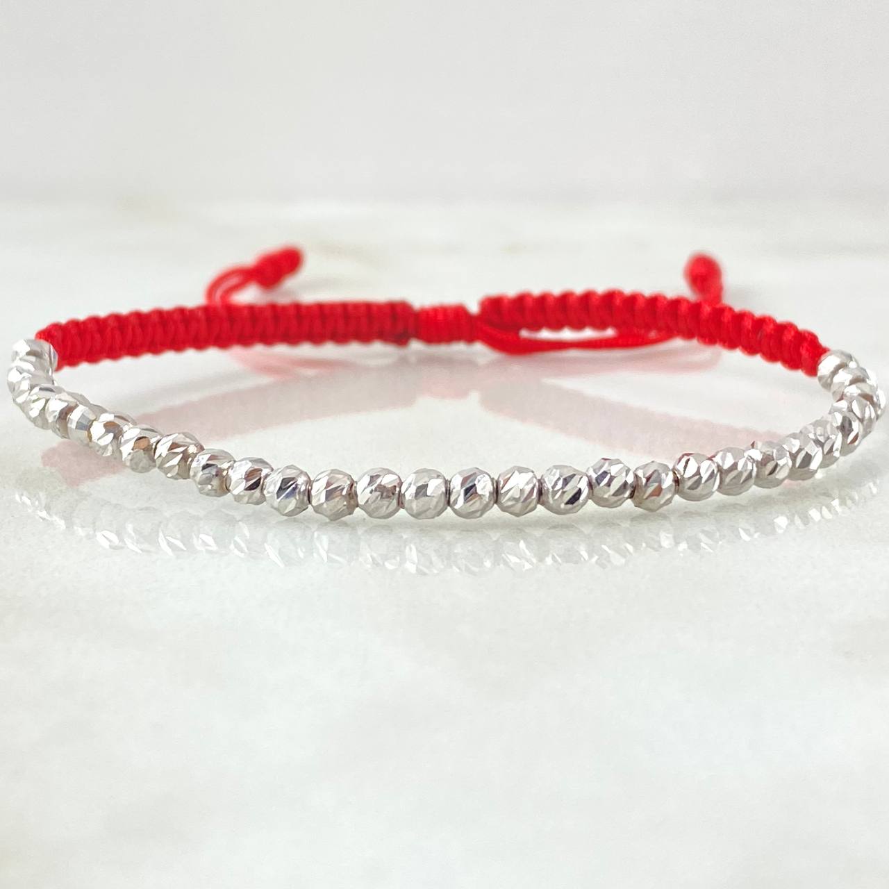 Red Beads Diamond Cut Bracelet 1.8gr / 18K White Gold ©