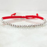 Red Beads Diamond Cut Bracelet 1.8gr / 18K White Gold ©