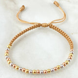 Brown Polished Beads Bracelet 1.5gr / Three 18K Golds ©