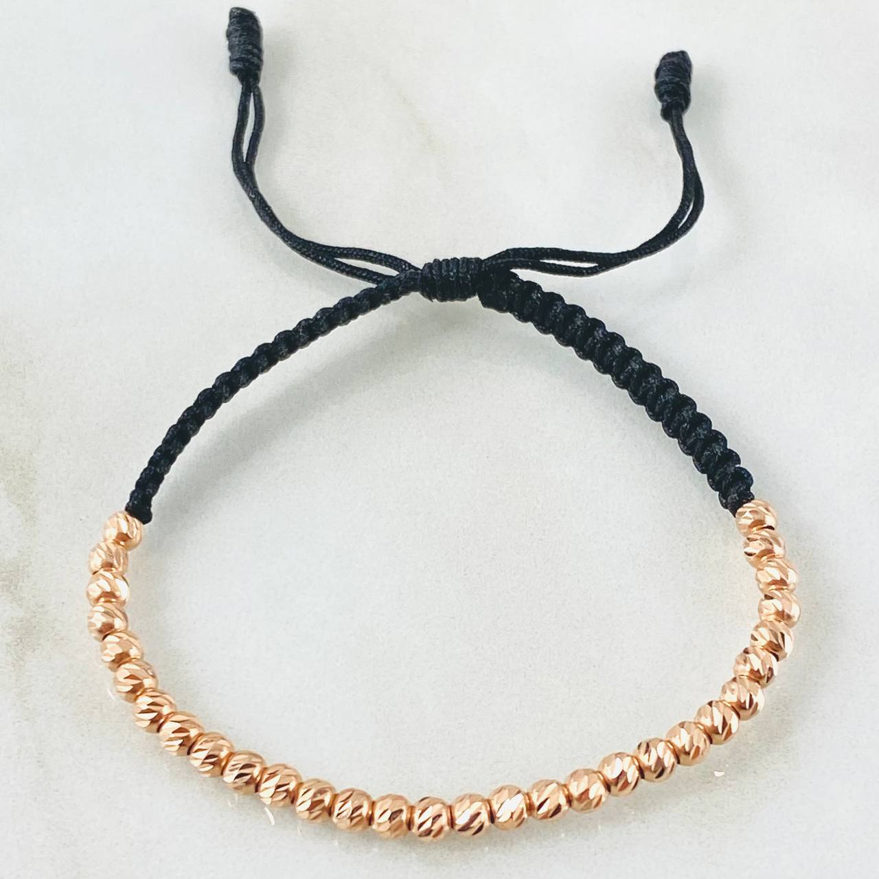 Black Beads Diamond Cut Bracelet 1.8gr / 18K Rose Gold ©