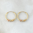 Hoop Earrings Trio Beads 0.95g / 1/2 in Three Golds 18K