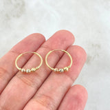 Hoop Earrings Trio Beads 1g / 1/2 in Three Golds 18K