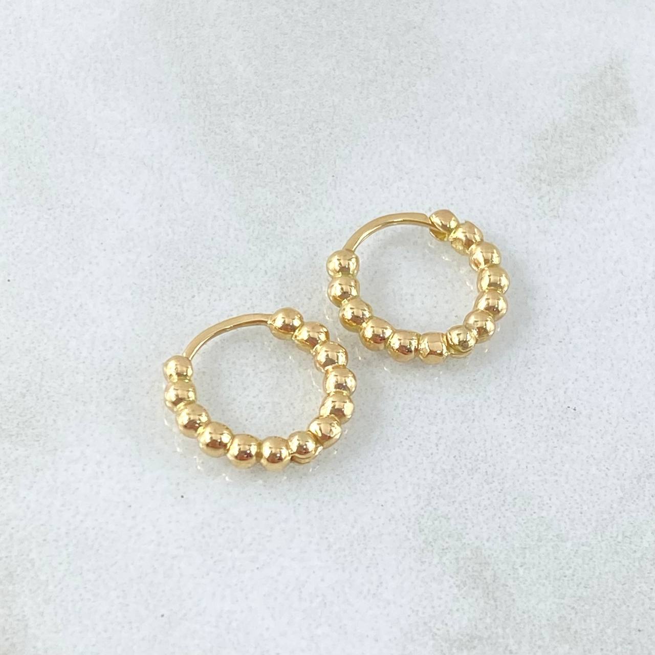 Hoop Earrings Hoop Beads 1.9gr / 1.2cm / 18K Yellow Gold *
