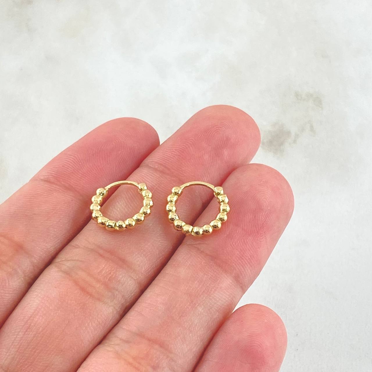 Hoop Earrings Hoop Beads 1.9gr / 0.4in / 18K Gold