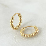 Hoop Earrings Round Beads 1.9gr / 0.5in / 18K Gold