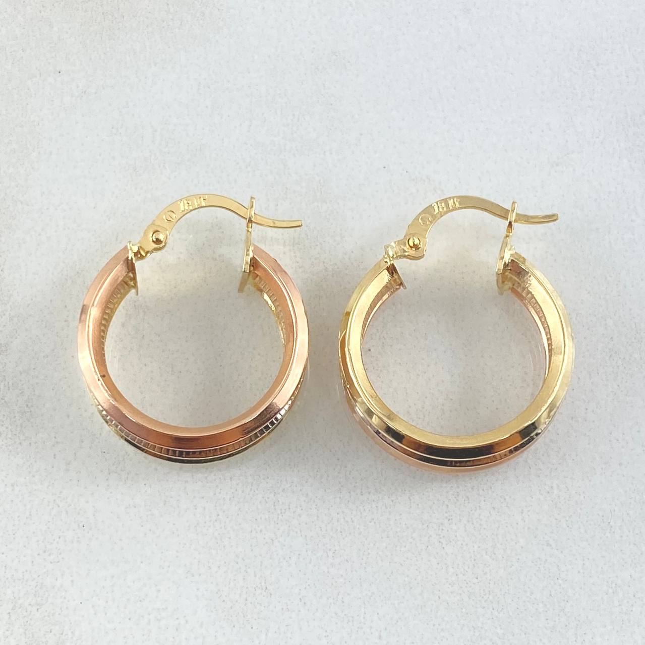 Hoop Earrings Aleja 2.4gr / 2.3cm / Three 18K Golds