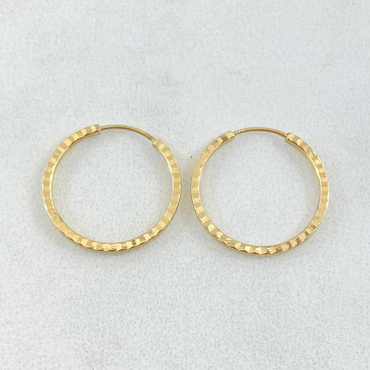 Hoop Earrings Striped Hoop 0.65gr / 1/2 in / 18K Gold