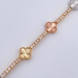 Tennis Bracelet Clover 13.35gr / 18.3cm / Three Golds Nac.Esp. 18K &