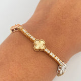 Tennis Bracelet Clover 13.35gr / 18.3cm / Three Golds Nac.Esp. 18K &