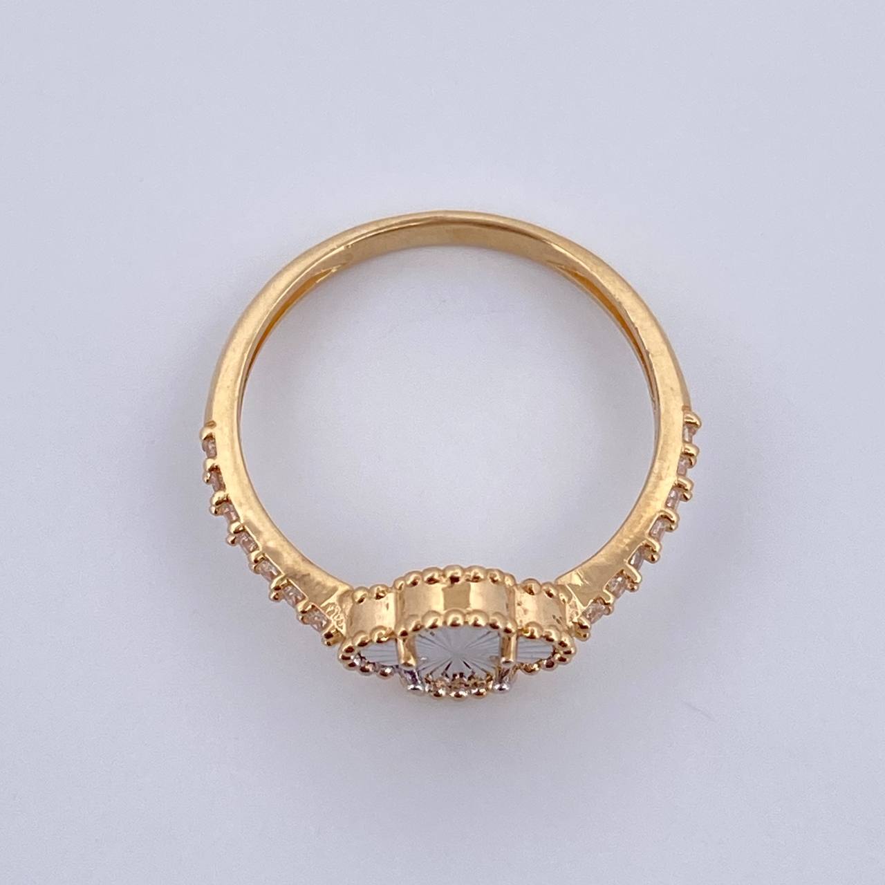 Anillo Trebol 2.15gr / T6 1/4 / Dos Oros Amarillo Blanco Nac.Esp. 18K &