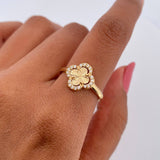 Clover Ring 2.4gr / Size 7 / 18K Yellow Gold Nac.Esp. &