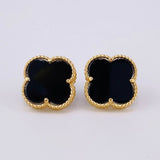 Clover Stud Earrings Onyx 3.95 g / in / 12.2 mm Yellow Gold 18K