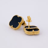 Clover Stud Earrings Onyx 3.95 g / in / 12.2 mm Yellow Gold 18K