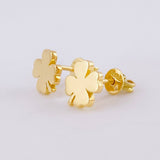 Stud Earrings Flower Clover 2.15 g / in / 8 mm Yellow Gold 18K