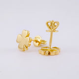 Stud Earrings Flower Clover 2.15 g / in / 8 mm Yellow Gold 18K