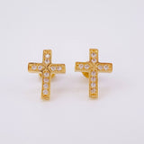 Stud Earrings Dense Cross 2.25 g / in / 12 mm Yellow Gold 18K