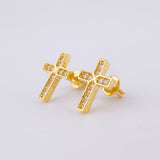 Stud Earrings Dense Cross 2.25 g / in / 12 mm Yellow Gold 18K