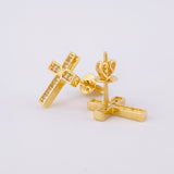 Stud Earrings Dense Cross 2.25 g / in / 12 mm Yellow Gold 18K