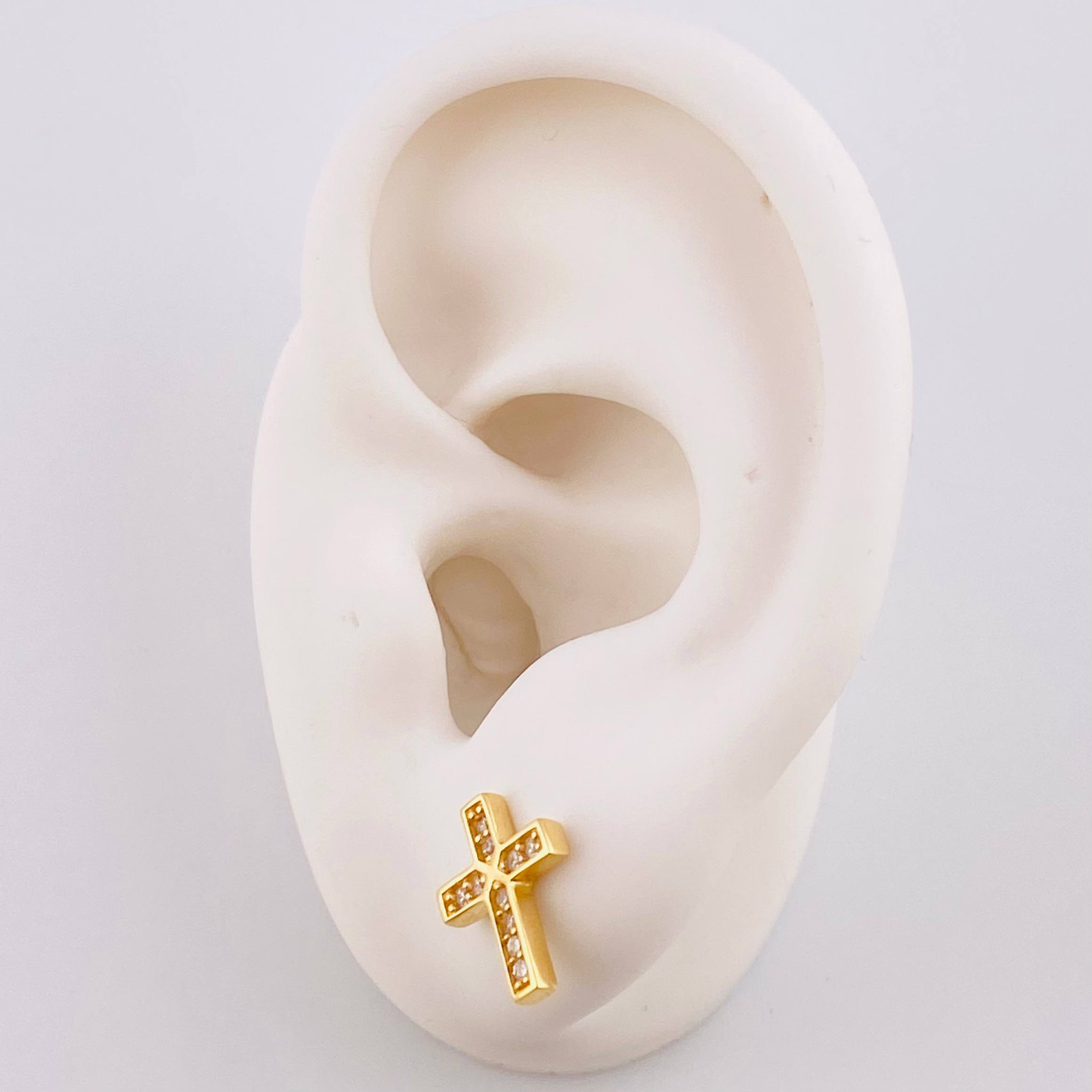 Stud Earrings Dense Cross 2.25 g / in / 12 mm Yellow Gold 18K