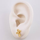 Stud Earrings Dense Cross 2.25 g / in / 12 mm Yellow Gold 18K