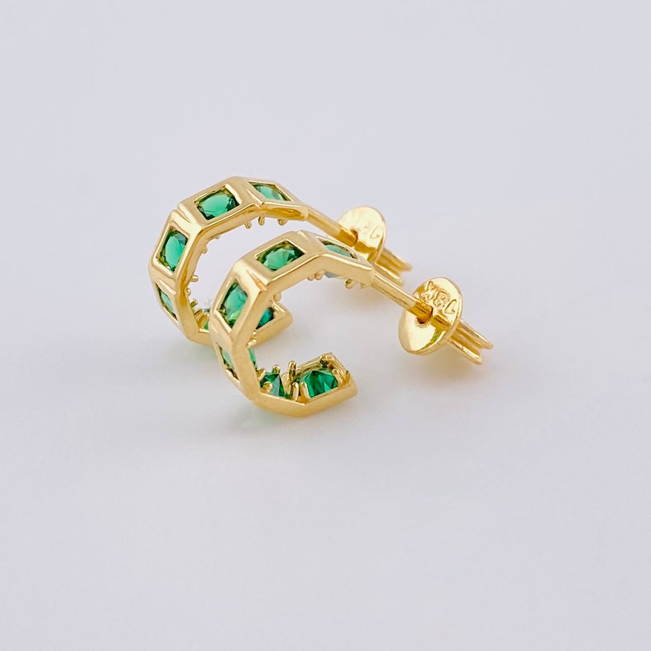 Stud Earrings Linear Mosaic 2 g / 1/2 in / 1.4 mm Yellow Gold 18K