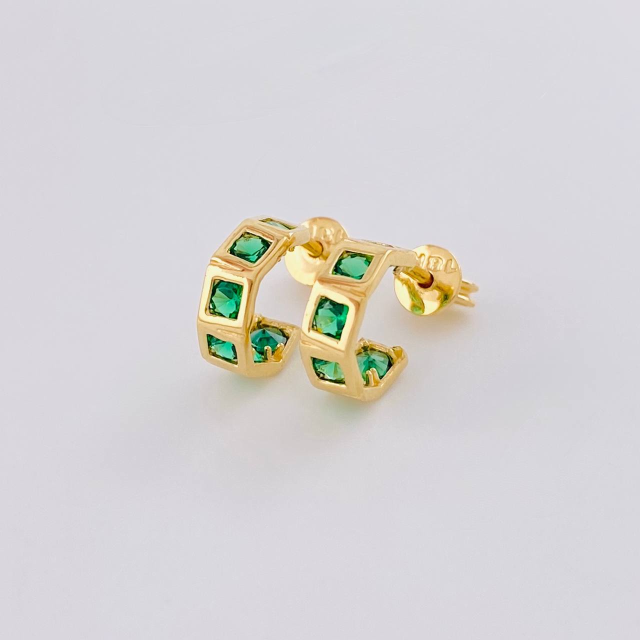 Stud Earrings Linear Mosaic 2 g / 1/2 in / 1.4 mm Yellow Gold 18K