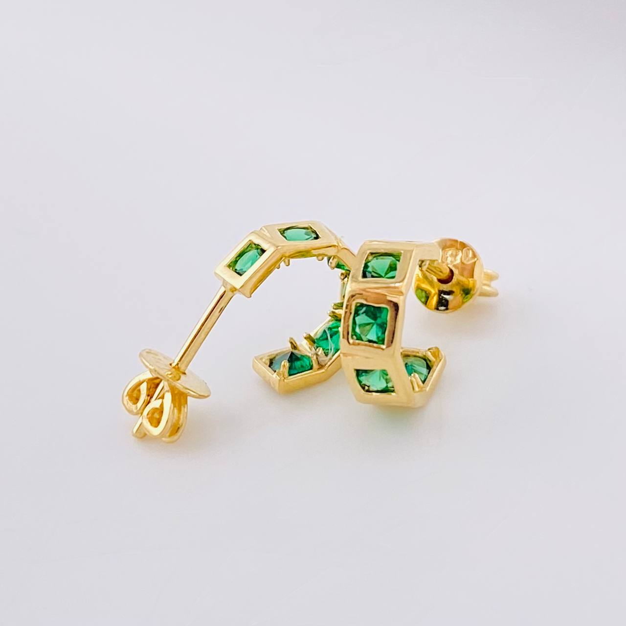 Stud Earrings Linear Mosaic 2 g / 1/2 in / 1.4 mm Yellow Gold 18K