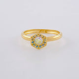 Anillo Halo Hexagonal 2 g / T7 Oro Amarillo 18K